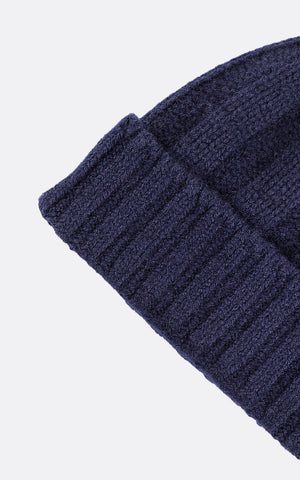 CASHMERE RIB WATCH CAP NAVY