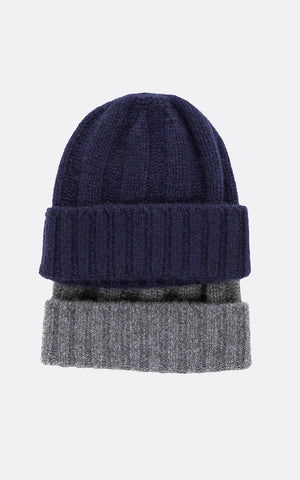 CASHMERE RIB WATCH CAP NAVY