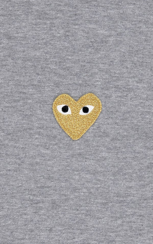 PLAY CDG T-SHIRT-GREY/GOLD HEART EMBLEM