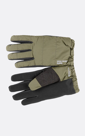 NORSE PROJECTS X ELMER PERTEX QUANTUM INSULATED GLOVES ARMY GREEN