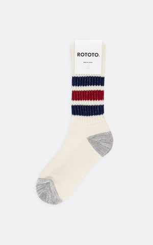 COARSE RIBBED OLDSCHOOL CREW SOCKS NAVY / DARK RED