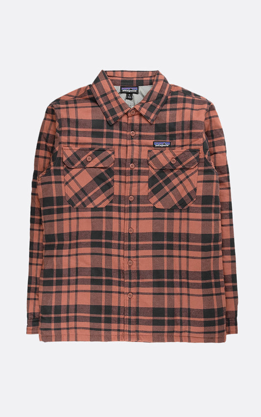 M'S INSULATED ORGANIC COTTON MW FJORD FLANNEL SHIRT ICE CAPS BURL RED