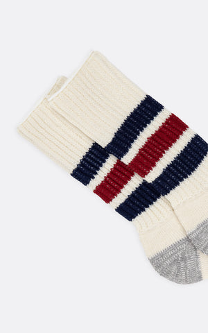 COARSE RIBBED OLDSCHOOL CREW SOCKS NAVY / DARK RED
