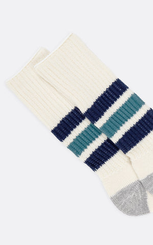 COARSE RIBBED OLDSCHOOL CREW SOCKS NAVY BLUE / NEW GREEN