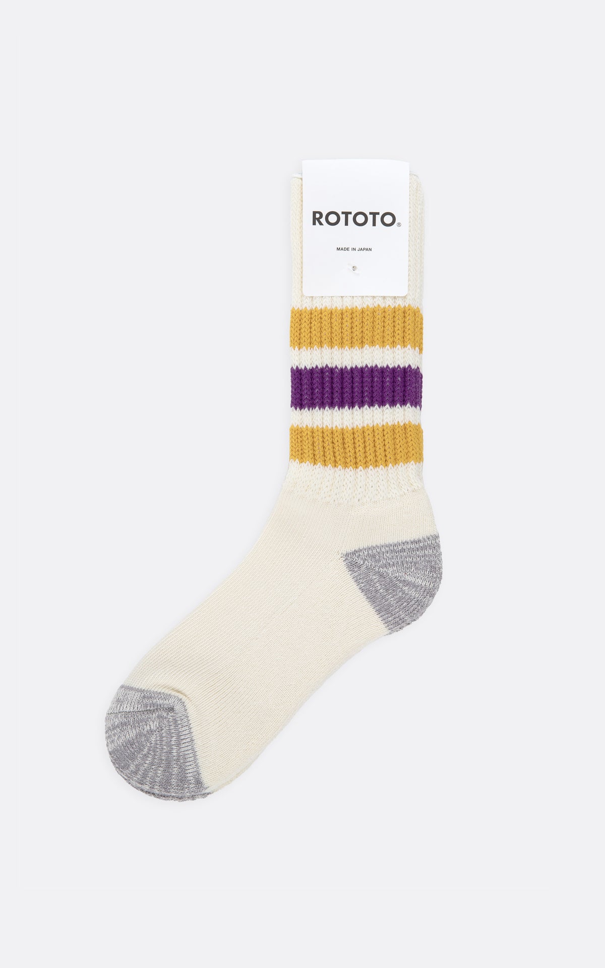 COARSE RIBBED OLDSCHOOL CREW SOCKS YELLOW / PURPLE