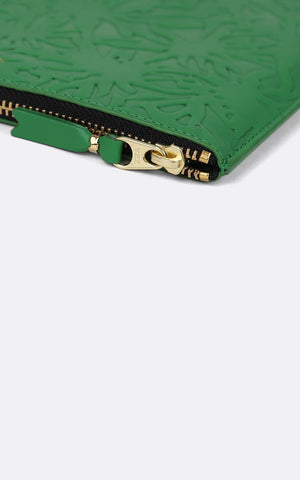 WALLET / BIG POUCH EMBOSS LEATHER GREEN