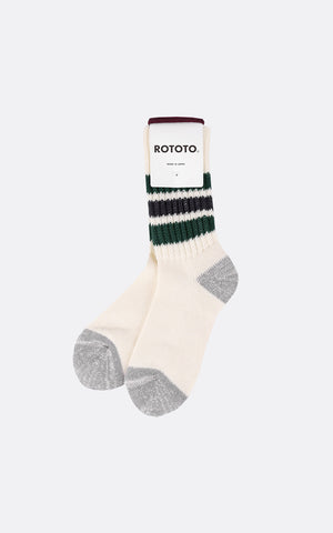 COARSE RIBBED OLDSCHOOL CREW SOCKS GREEN / CHARCOAL