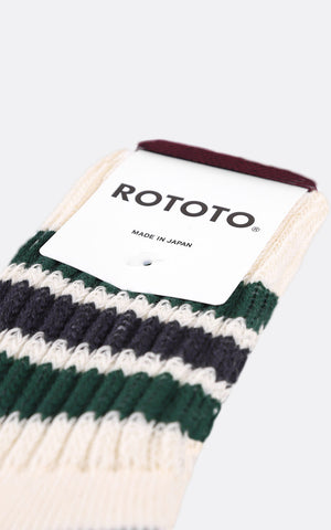 COARSE RIBBED OLDSCHOOL CREW SOCKS GREEN / CHARCOAL