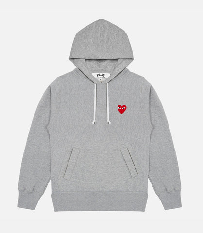 PLAY CDG HOODIE-GREY/RED HEART EMBLEM