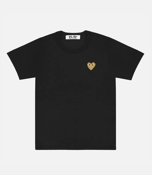 PLAY CDG T-SHIRT-BLACK/GOLD HEART EMBLEM