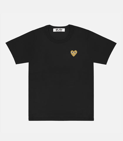 PLAY CDG T-SHIRT-BLACK/GOLD HEART EMBLEM