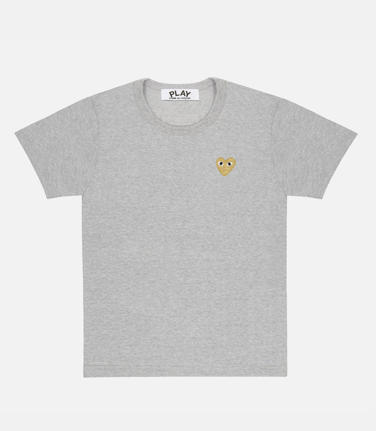 PLAY CDG T-SHIRT-GREY/GOLD HEART EMBLEM