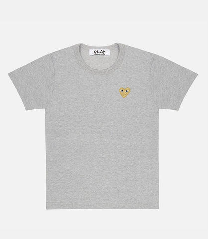 PLAY CDG T-SHIRT-GREY/GOLD HEART EMBLEM