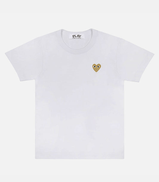 PLAY CDG T-SHIRT-WHITE/GOLD HEART EMBLEM