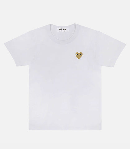 PLAY CDG T-SHIRT-WHITE/GOLD HEART EMBLEM