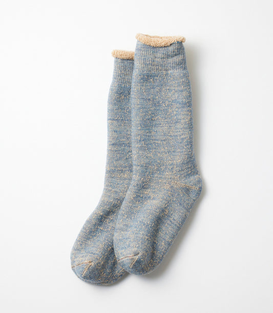 Double face crew socks Blue/Brown