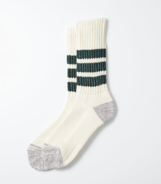 Coarse ribbed oldschool crew socks Dark green