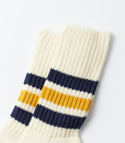 Coarse ribbed oldschool crew socks Navy/yellow