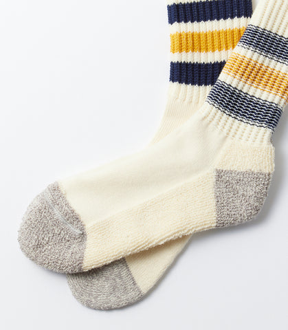 Coarse ribbed oldschool crew socks Navy/yellow