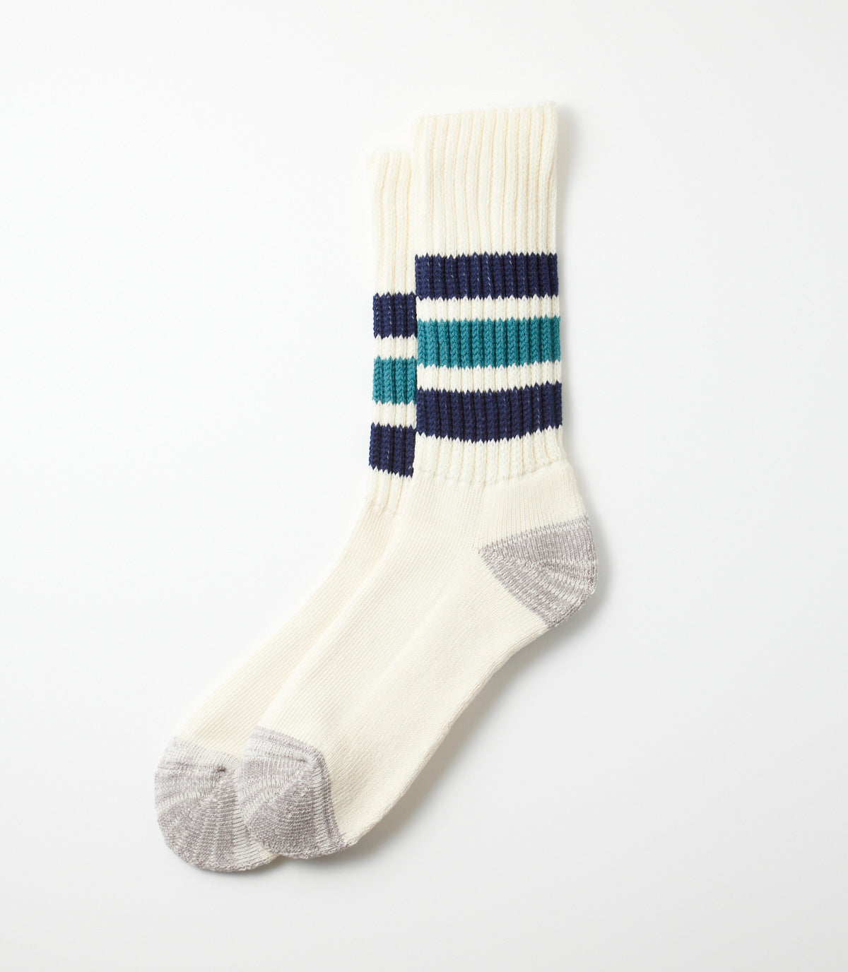 Coarse ribbed oldschool crew socks Navy blue/green