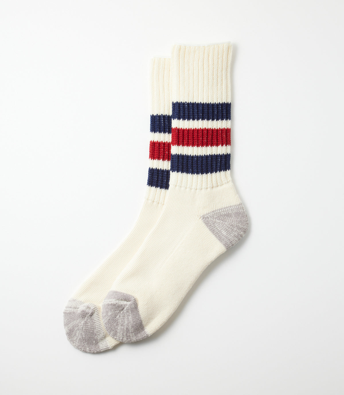 Coarse ribbed oldschool crew socks Navy red