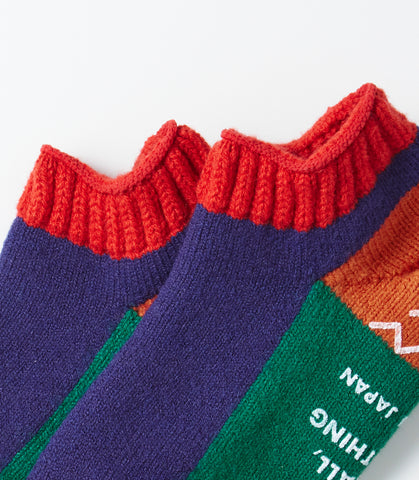 R1545 PILE SOCKSLIPPER "MULTI" Red/Navy blue