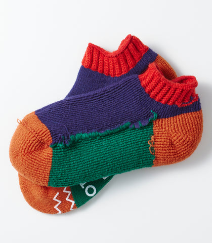 R1545 PILE SOCKSLIPPER "MULTI" Red/Navy blue