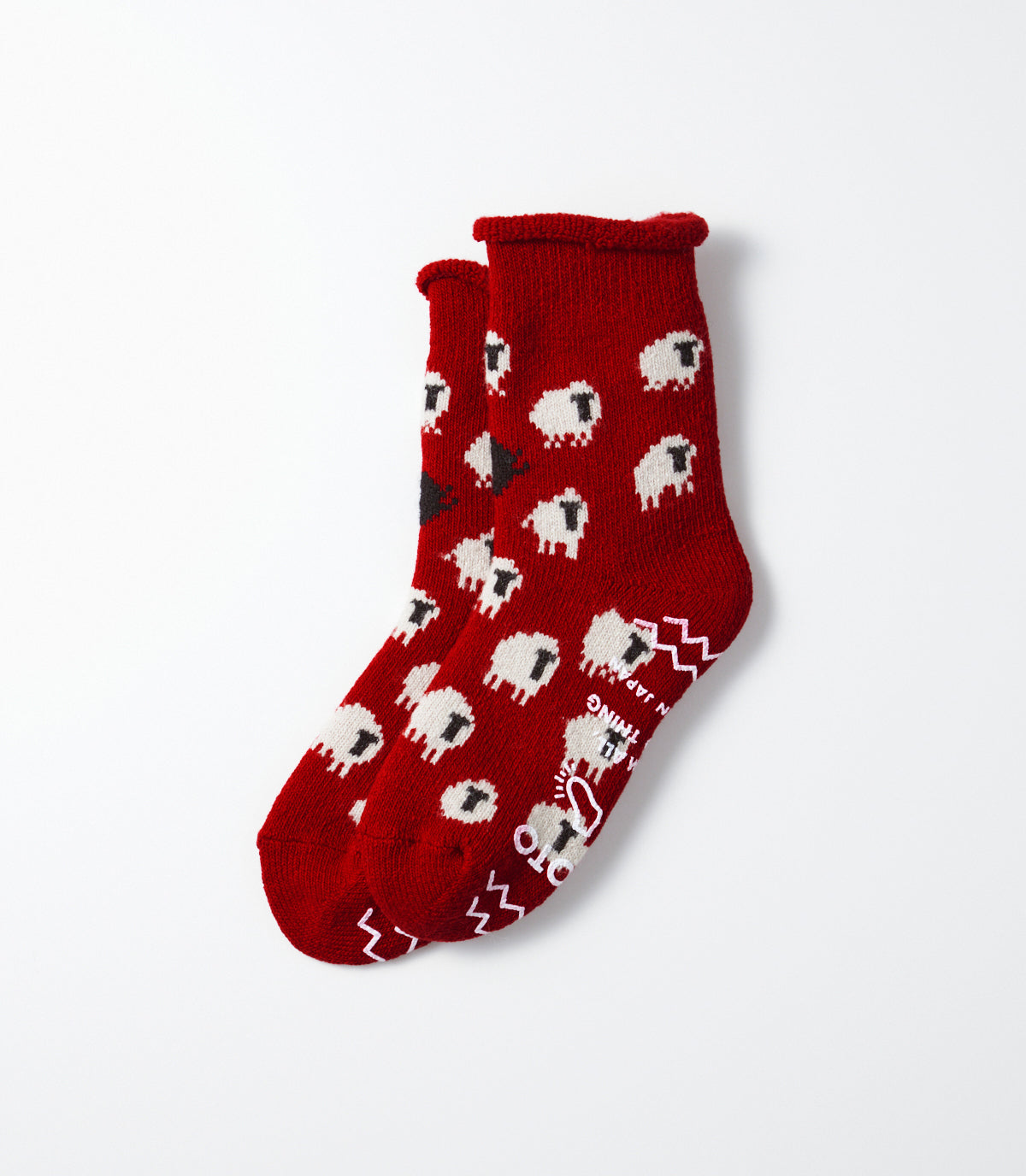 R1559 Pile room socks "SHEEP" Red