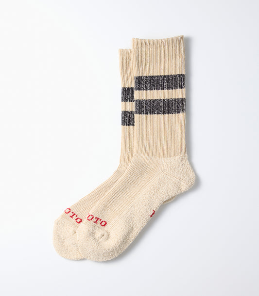Pile stripe Marl socks Beige/black