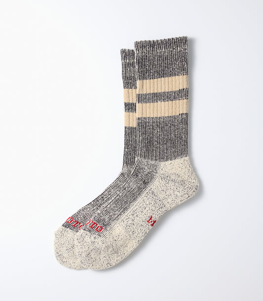 Pile stripe Marl socks Black/beige
