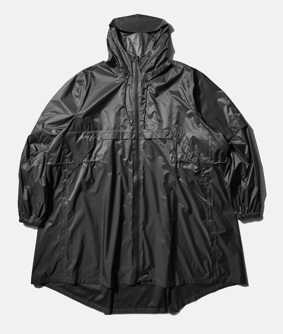 Surface Packable Grid Rain Coat Dark Grey