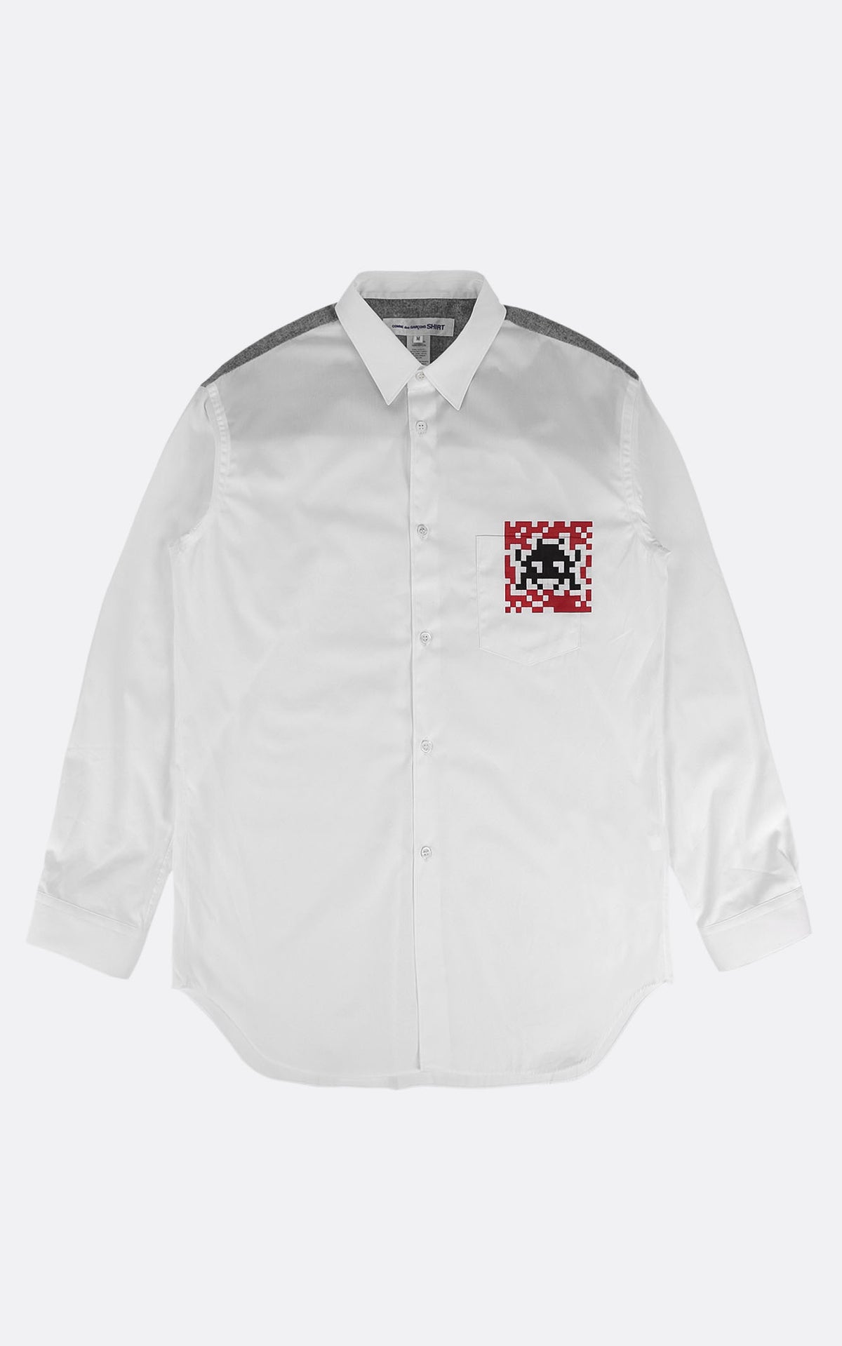 MENS SHIRT WOVEN SPACE INVADER WHITE / GREY
