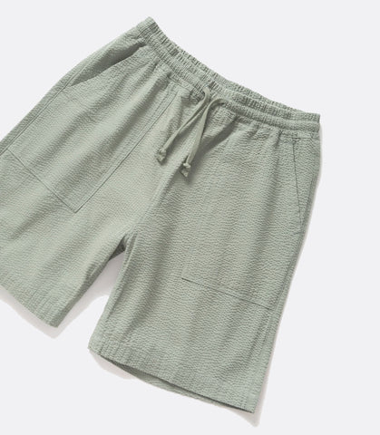 Seersucker Chef Shorts Sage
