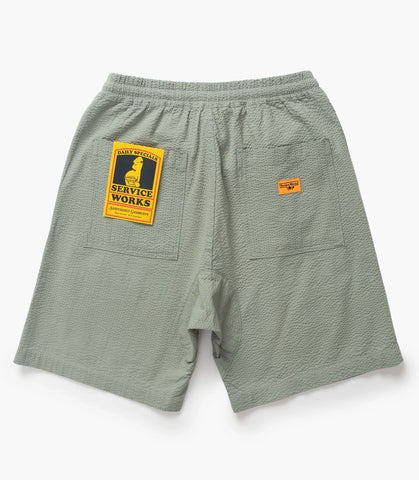 Seersucker Chef Shorts Sage