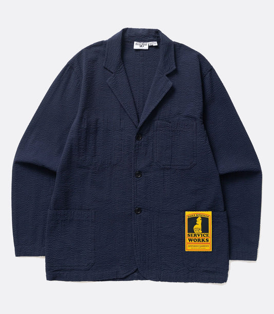 Seersucker Server Suit Jacket Dark Navy