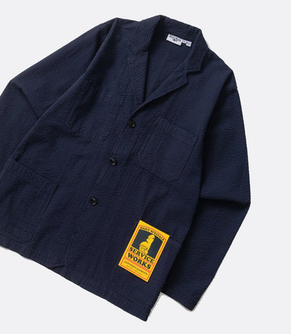 Seersucker Server Suit Jacket Dark Navy