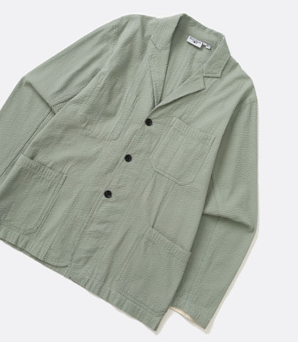 Seersucker Server Suit Jacket Sage