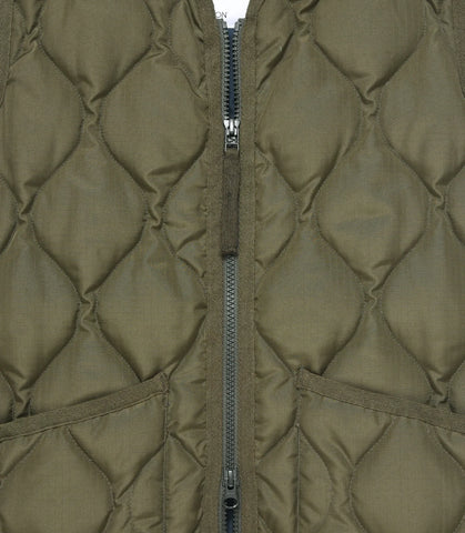 Military Zip V neck down vest Dark Olive