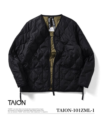 Military W-Zip V Neck Down Jkt Black