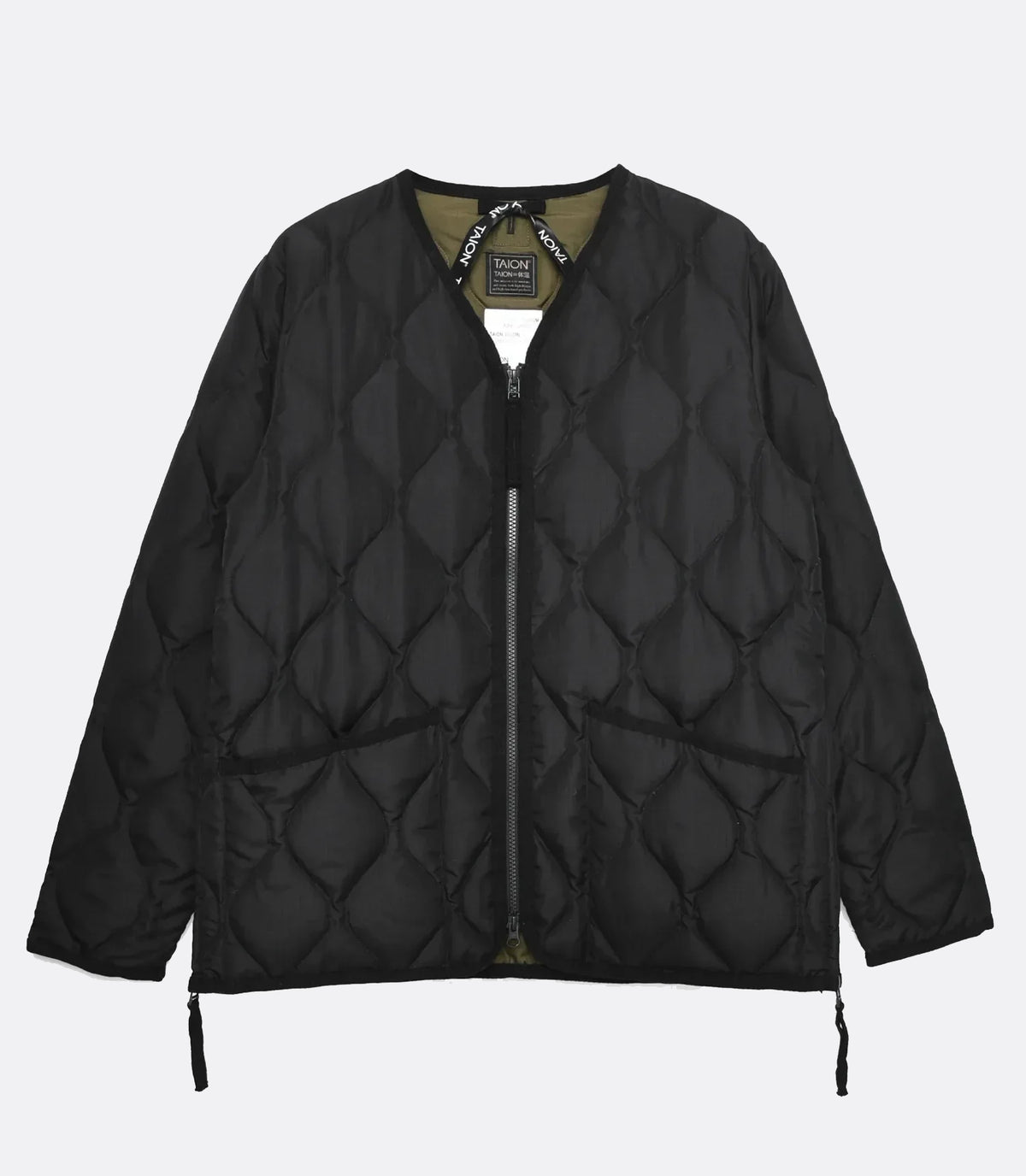 Military W-Zip V Neck Down Jkt Black