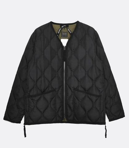 Military W-Zip V Neck Down Jkt Black