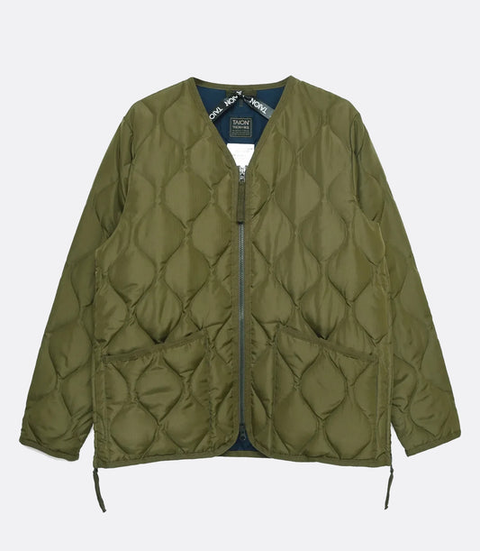 Military W-Zip V Neck Down Jkt D.Olive