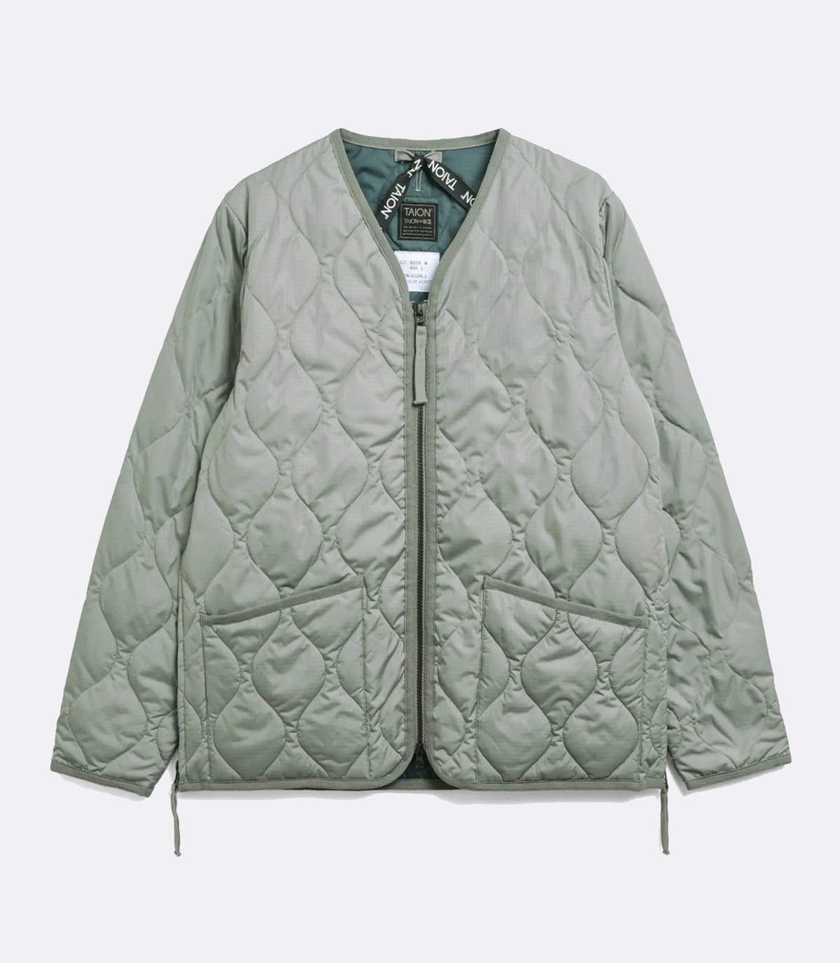 Military W-Zip V Neck Down Jkt D.Sage Green