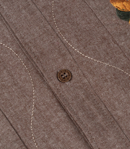 LOTUS BUTTON UP SS HEATHER BROWN