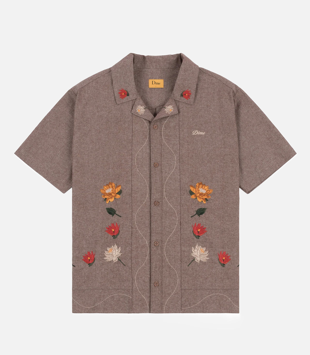 LOTUS BUTTON UP SS HEATHER BROWN