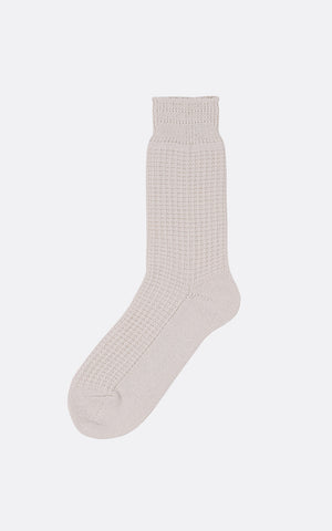 COTTON WAFFLE CREW SOCKS RAW WHITE