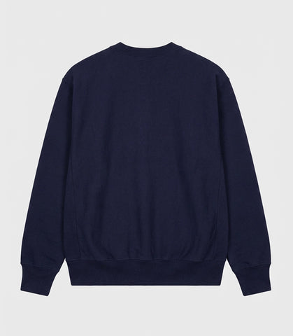 Crewneck sweater cross-knit 12OZ Navy